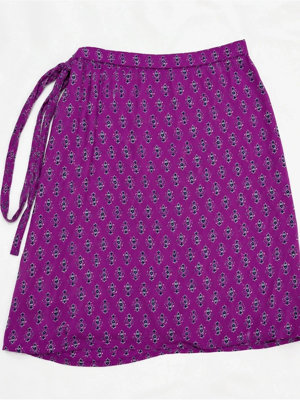 J.Crew Wrap Midi Skirt in Magenta Floral Print Boho Size Medium